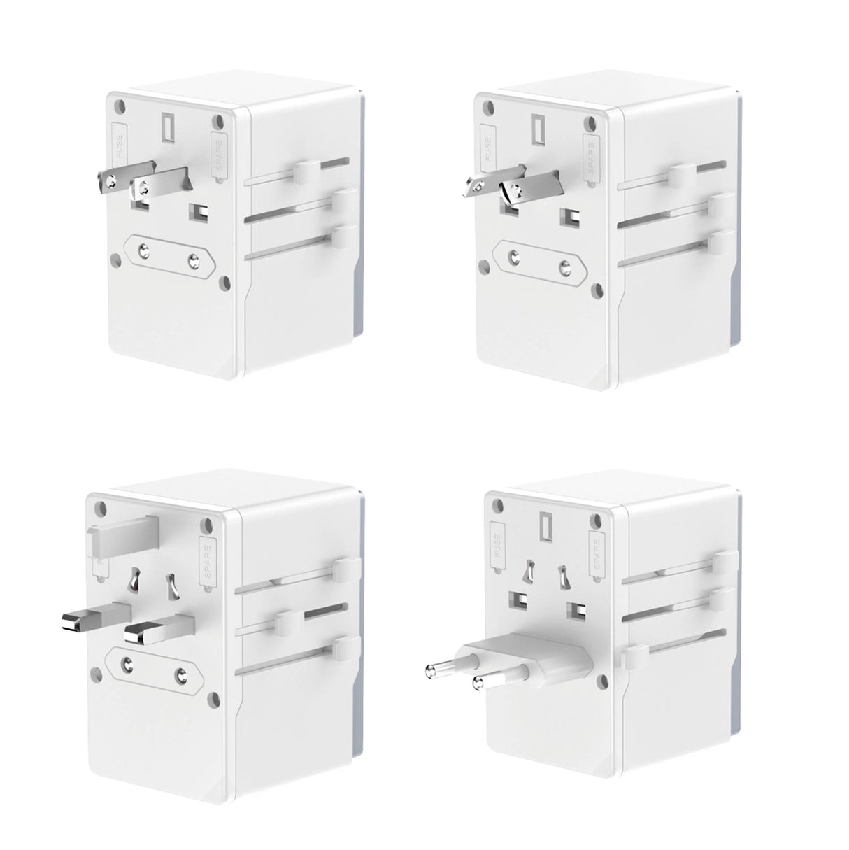 Dudao A65Pro 65W EU / US / JP / AUS / UK rejseadapter 2x USB-C 2x USB-A - hvid