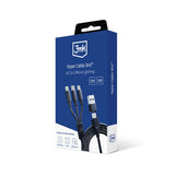 3mk Hyper Cable 3in1 USB-A - USB-C / USB-C - micro USB - Lightning 1,5m - sort