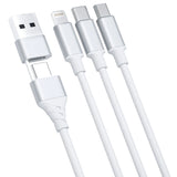 3mk Hyper Cable 3in1 USB-A - USB-C / USB-C - micro USB - Lightning 1,5m - hvid