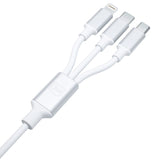 3mk Hyper Cable 3in1 USB-A - USB-C / USB-C - micro USB - Lightning 1,5m - hvid