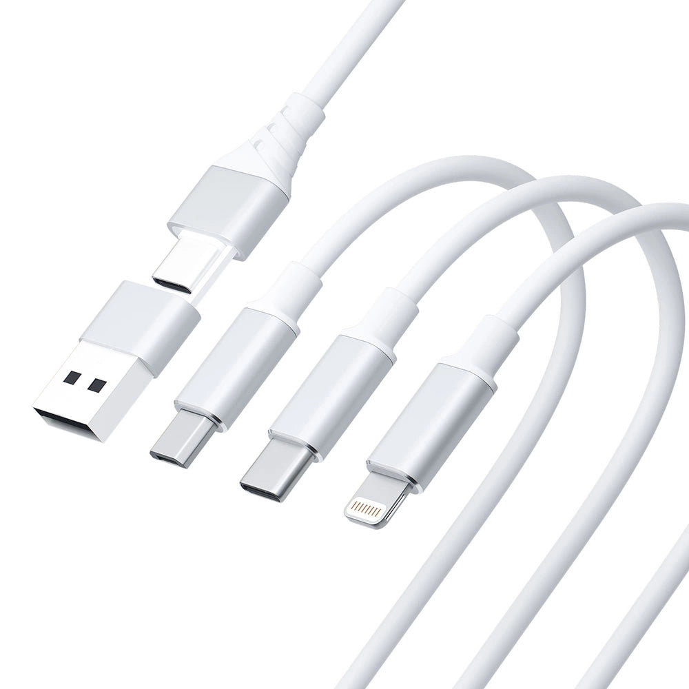 3mk Hyper Cable 3in1 USB-A - USB-C / USB-C - micro USB - Lightning 1,5m - hvid