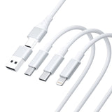 3mk Hyper Cable 3in1 USB-A - USB-C / USB-C - micro USB - Lightning 1,5m - hvid