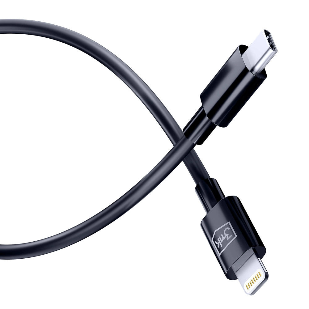 3mk Hyper Cable USB-C / Lightning 20W 1.2m - sort