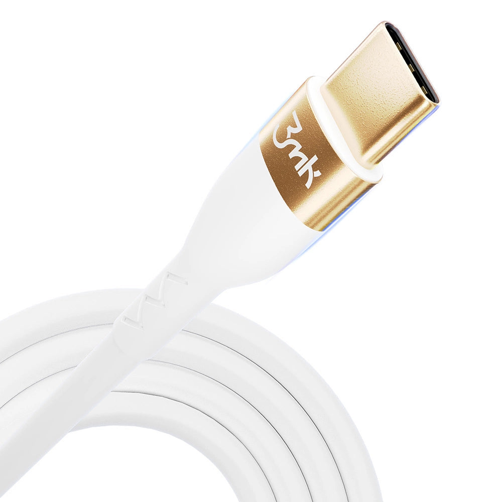 3mk Hyper Silicone Cable USB-C / USB-C 100W 2m - hvid