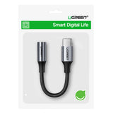Ugreen AV161 adapter til hovedtelefoner mini jack 3,5 mm (kvindelig) / USB-C (mandlig) 10 cm - grå