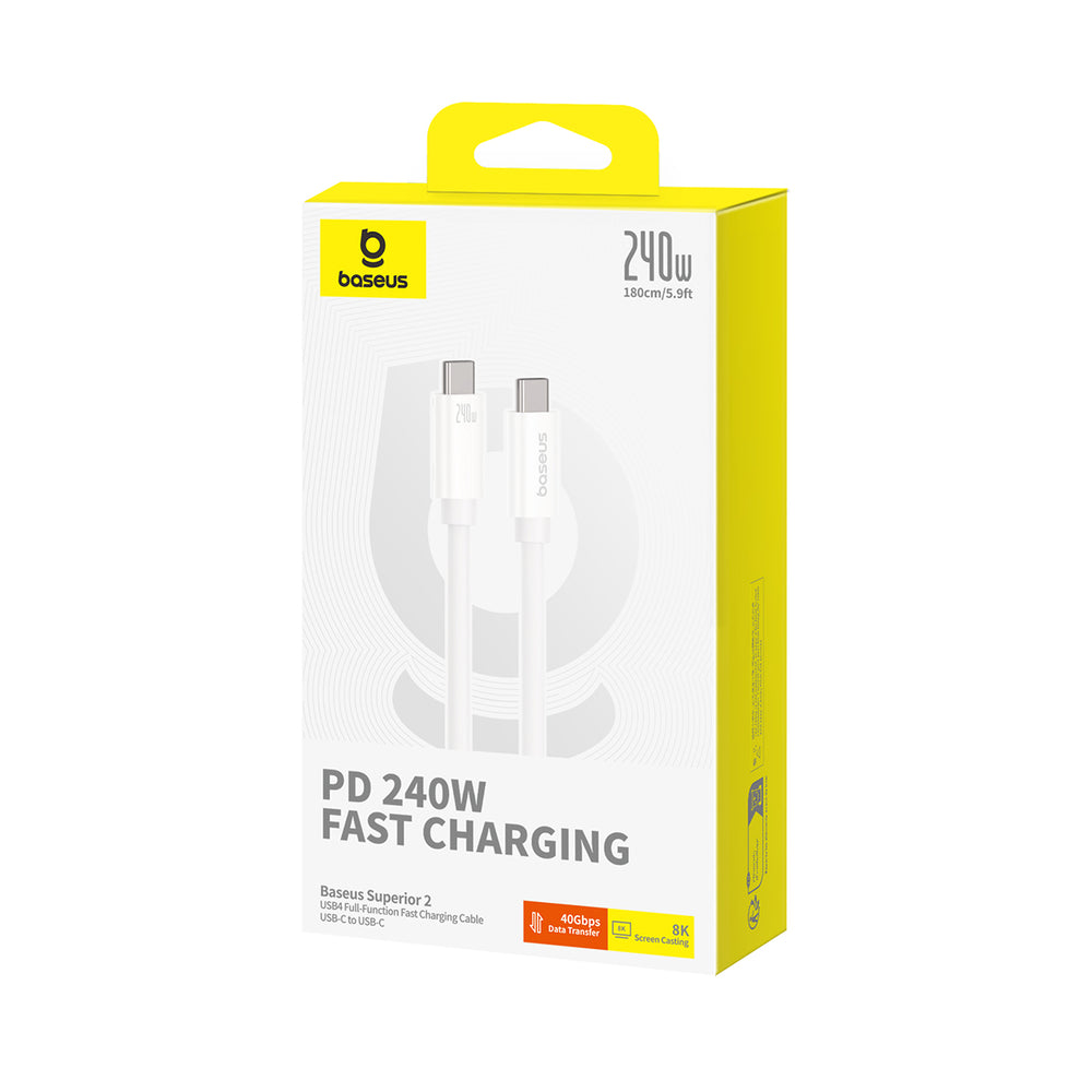 Baseus Superior 2 CB000066 USB-C / USB-C USB4 kabel 240W 1,8m - hvid