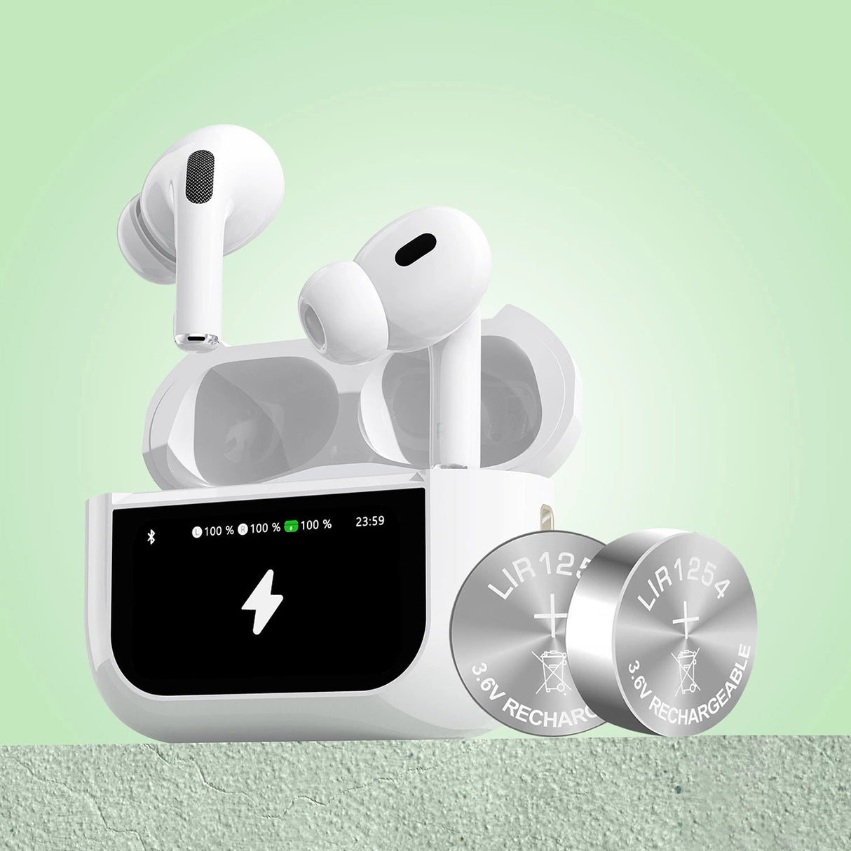 Dudao U19 in-ear TWS trådløse Bluetooth 5.3 hovedtelefoner med LED-skærm - hvid