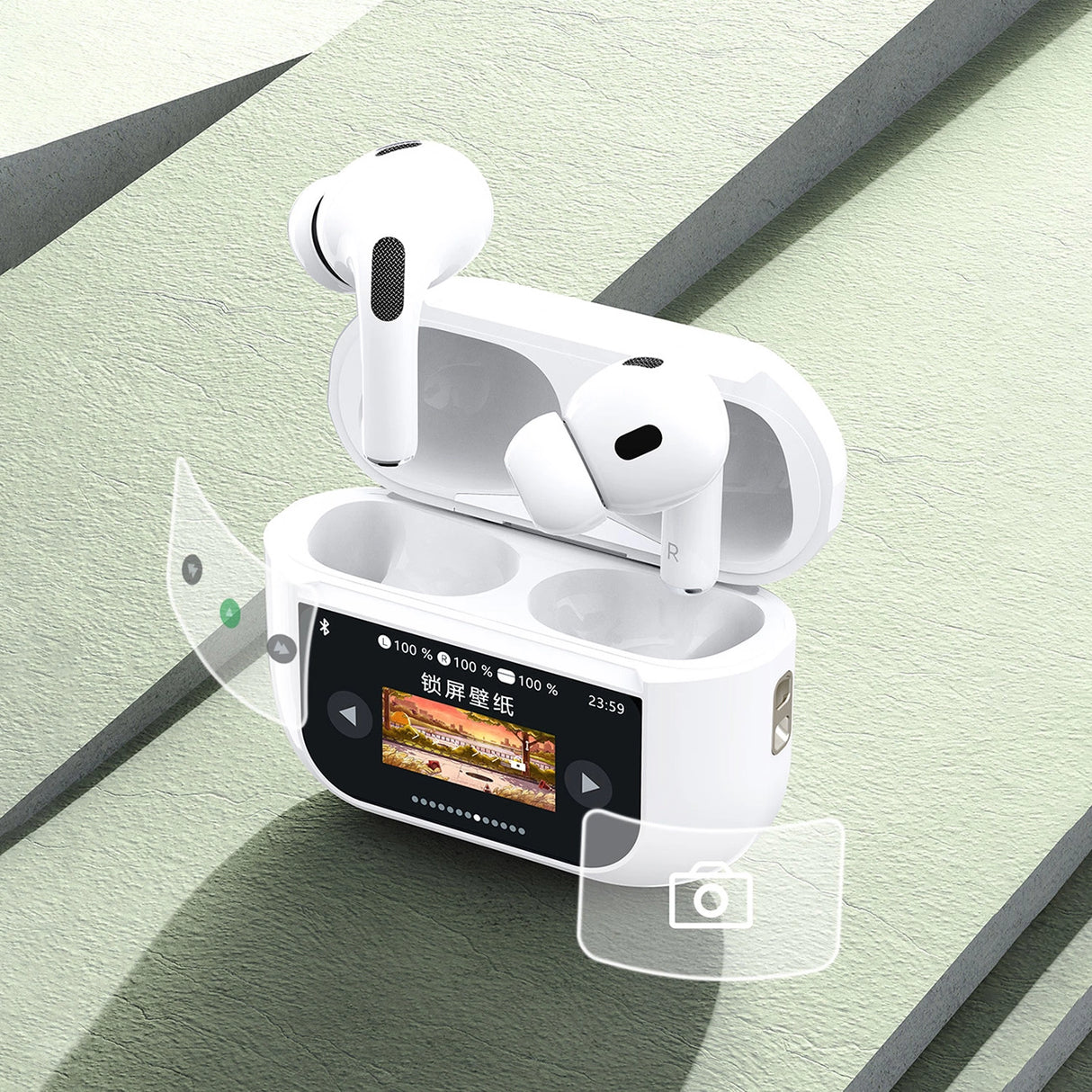 Dudao U19 in-ear TWS trådløse Bluetooth 5.3 hovedtelefoner med LED-skærm - hvid