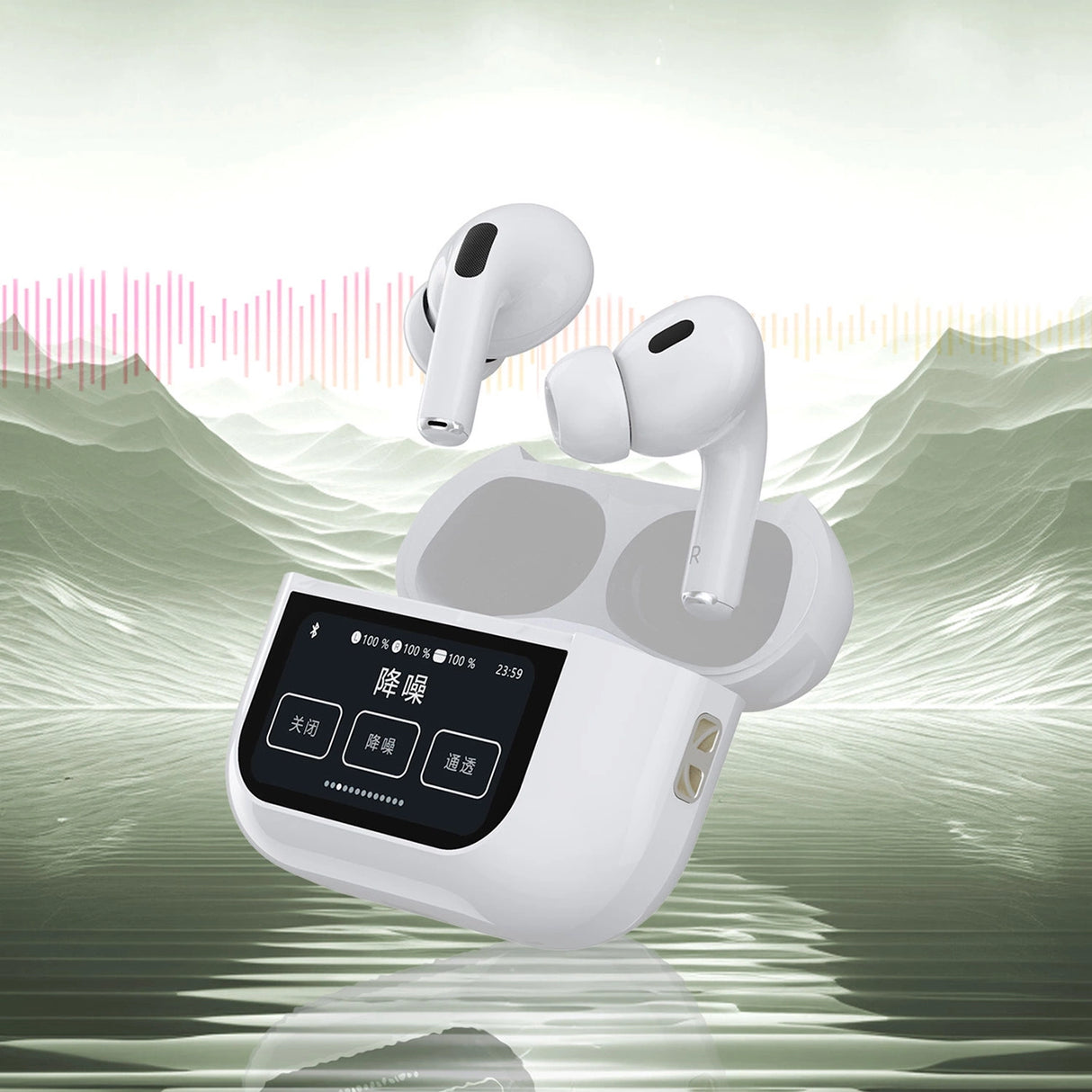 Dudao U19 in-ear TWS trådløse Bluetooth 5.3 hovedtelefoner med LED-skærm - hvid