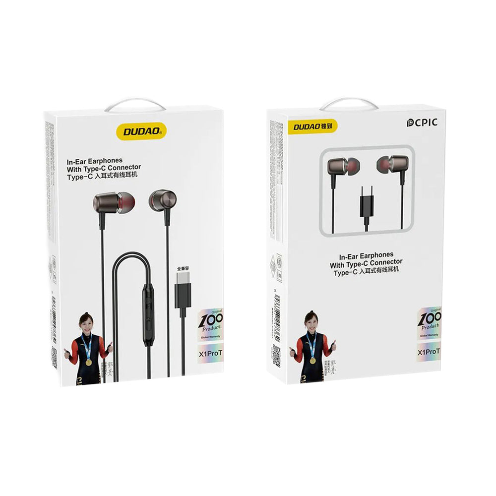 Dudao X1PROT In-Ear Wired USB-C Headphones 1.2m - sort