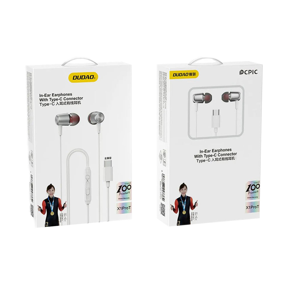 Dudao X1PROT In-Ear Wired USB-C Headphones 1.2m - Hvid
