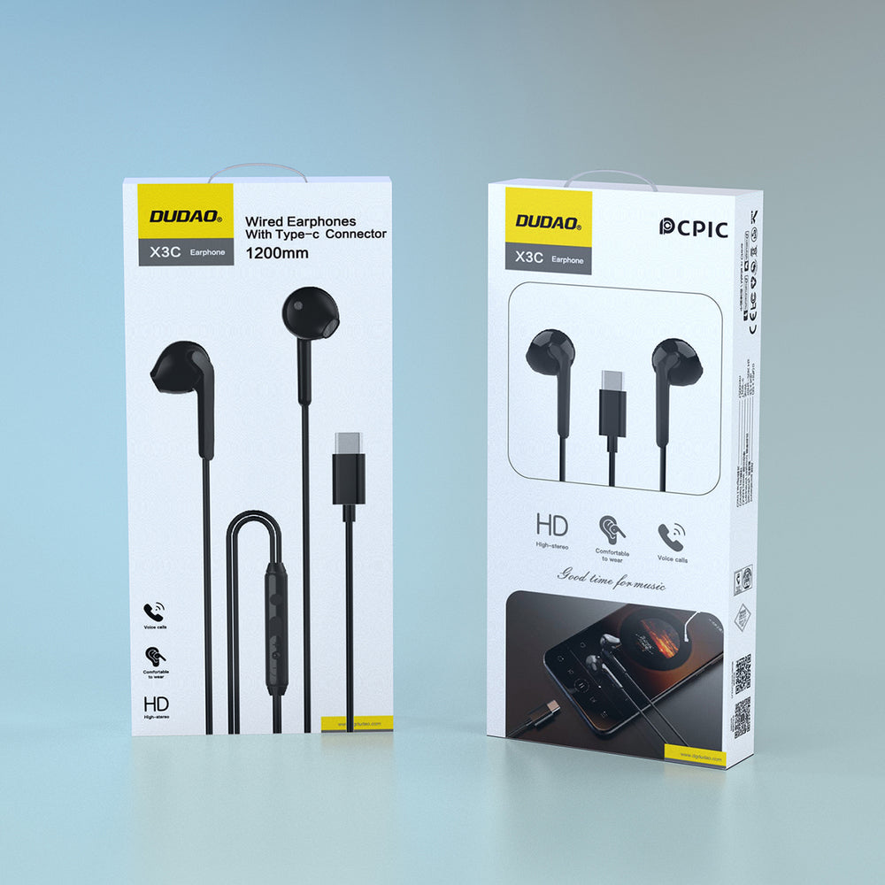 Dudao X3C In-Ear Wired USB-C Headphones 1.2m - sort