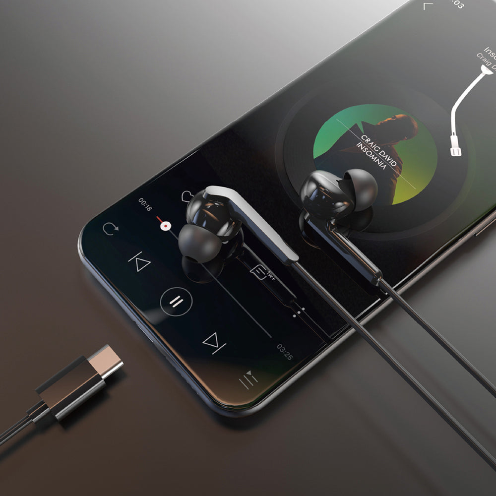 Dudao X3C+ Wired USB-C In-Ear Headphones 1.2m - sort