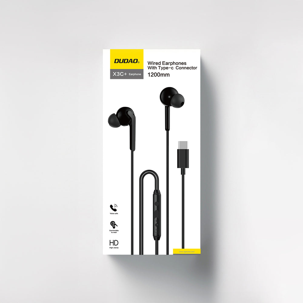 Dudao X3C+ Wired USB-C In-Ear Headphones 1.2m - sort
