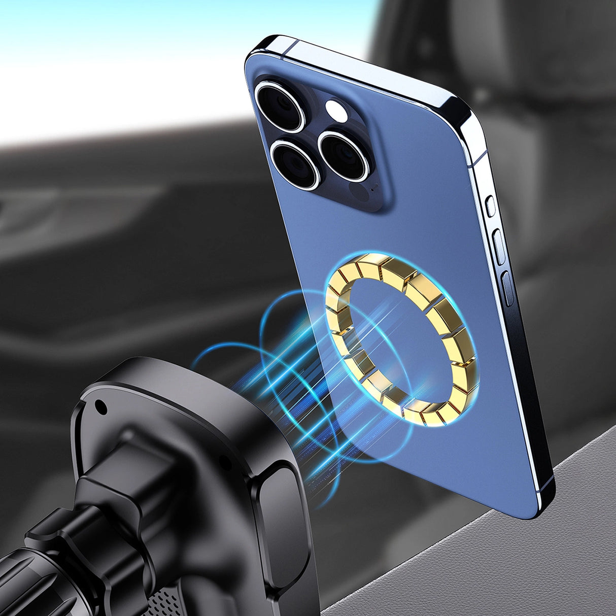 Dudao FW11 biltelefonholder med 15W induktiv oplader til luftventilation/cockpit - sort