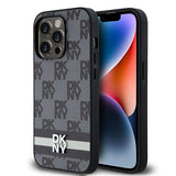 DKNY læder med krydsede mono mønstre og trykte striber iPhone 14 Pro Case - sort
