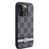 DKNY læder med krydsede mono mønstre og trykte striber iPhone 14 Pro Case - sort