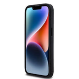 DKNY læder med krydsede mono mønstre og trykte striber iPhone 14 Pro Case - sort