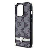 DKNY læder med krydsede mono mønstre og trykte striber iPhone 14 Pro Case - sort