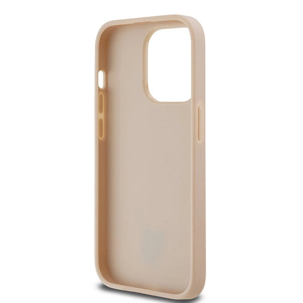 Læder fra DKNY med krydsede mono mønstre og trykte striber til iPhone 14 Pro - pink