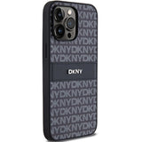 DKNY læder Mono Stripe & Metal Logo-foder for iPhone 14 Pro - sort