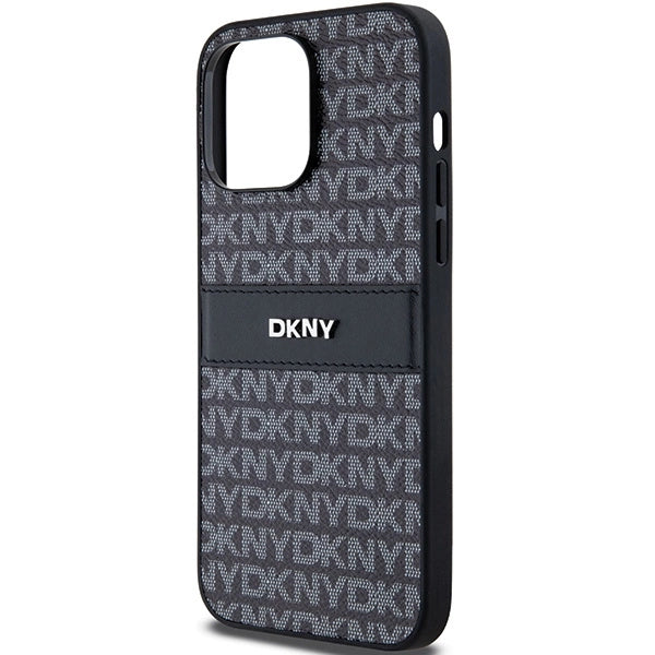 DKNY læder Mono Stripe & Metal Logo-foder for iPhone 14 Pro - sort
