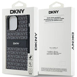 DKNY læder Mono Stripe & Metal Logo-foder for iPhone 14 Pro - sort