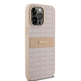 DKNY læder Mono Stripe & Metal Logo case til iPhone 14 Pro - pink