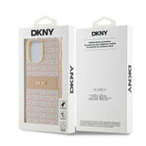 DKNY læder Mono Stripe & Metal Logo case til iPhone 14 Pro - pink