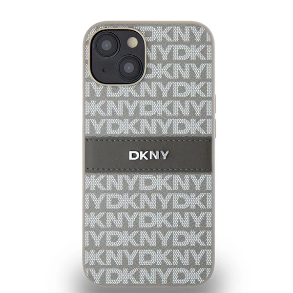 DKNY læder Mono Stripe & Metal Logo case til iPhone 15 / 14 / 13 - beige