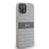 DKNY læder Mono Stripe & Metal Logo case til iPhone 15 / 14 / 13 - beige