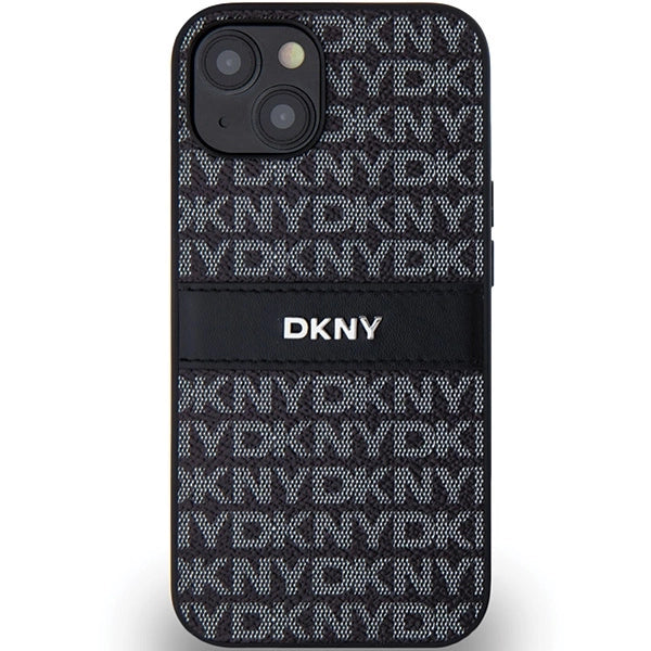 DKNY læder Mono Stripe & Metal Logo Case til iPhone 15/14/13 - sort