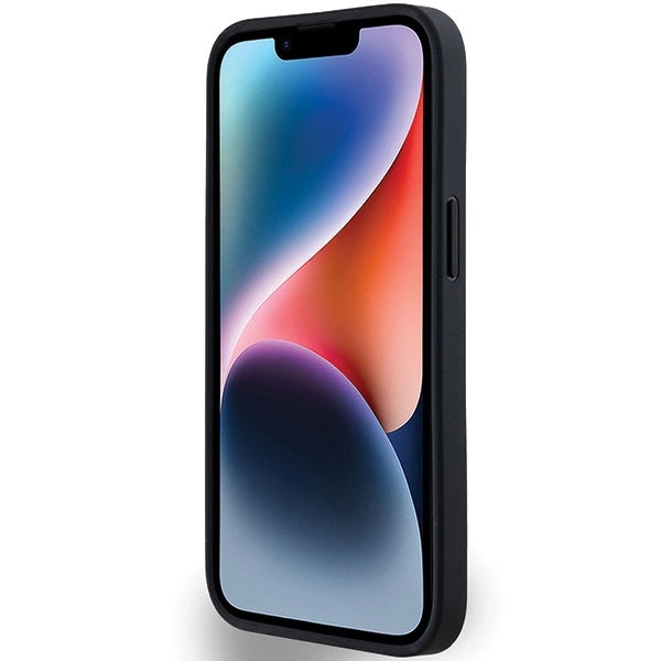 DKNY læder Mono Stripe & Metal Logo Case til iPhone 15/14/13 - sort