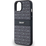 DKNY læder Mono Stripe & Metal Logo Case til iPhone 15/14/13 - sort