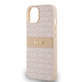 DKNY læder Mono Stripe & Metal Logo case til iPhone 15 / 14 / 13 - pink