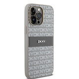 DKNY læder Mono Stripe & Metal Logo case til iPhone 14 Pro Max - beige