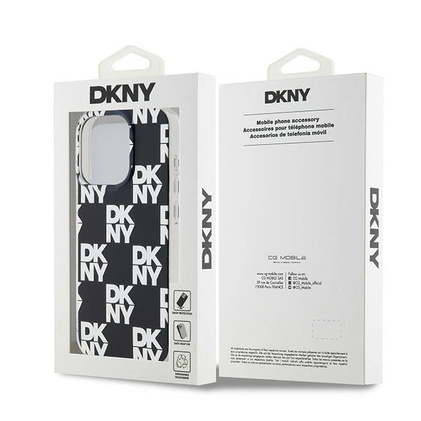 DKNY IML Rækker Mono mønster sag til iPhone 15 Pro - sort