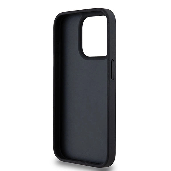 DKNY læder krydsede mono mønster & trykte striber iPhone 15 Pro Case - sort