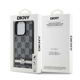 DKNY læder krydsede mono mønster & trykte striber iPhone 15 Pro Case - sort