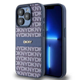 DKNY læder Mono Stripe & Metal Logo sag til iPhone 15 Pro - blå