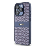 DKNY læder Mono Stripe & Metal Logo sag til iPhone 15 Pro - blå