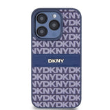 DKNY læder Mono Stripe & Metal Logo sag til iPhone 15 Pro - blå