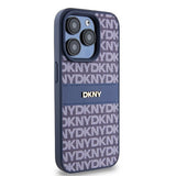 DKNY læder Mono Stripe & Metal Logo sag til iPhone 15 Pro - blå