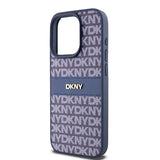 DKNY læder Mono Stripe & Metal Logo sag til iPhone 15 Pro - blå