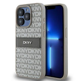 DKNY læder Mono Stripe & Metal Logo-kasse til iPhone 15 Pro - beige