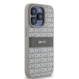DKNY læder Mono Stripe & Metal Logo-kasse til iPhone 15 Pro - beige