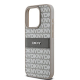 DKNY læder Mono Stripe & Metal Logo-kasse til iPhone 15 Pro - beige