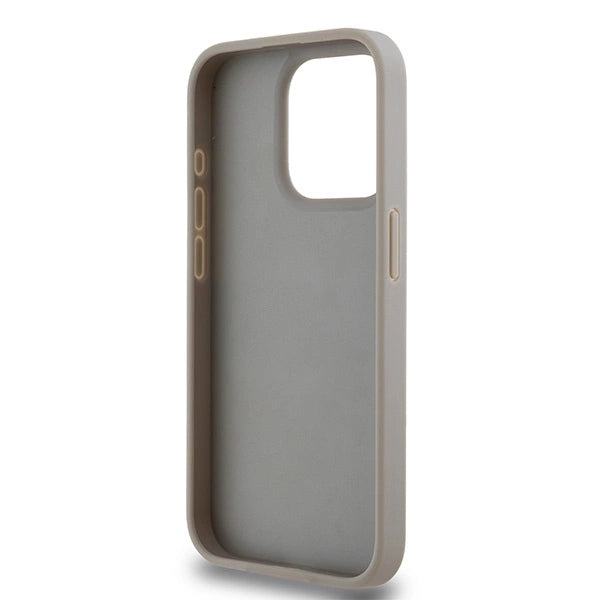 DKNY læder Mono Stripe & Metal Logo-kasse til iPhone 15 Pro - beige