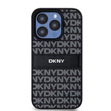 DKNY læder Mono Stripe & Metal Logo-foder for iPhone 15 Pro - sort
