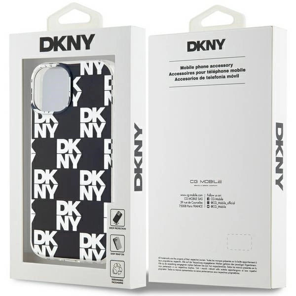DKNY IML Rækker Mono mønster sag til iPhone 15 Plus / 14 Plus - sort